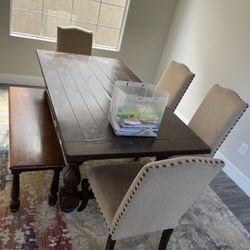 Kitchen Table, Chairs And Bench By Pottery Barn For Sale $600