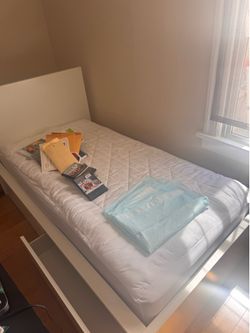 IKEA tween bed and mattress white color