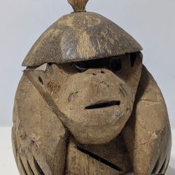 Vintage Hawaiian Tiki Gorilla Bank Hand Carved Coconut Monkey 7 Inch Souvenir Decor