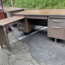 Steelcase Vintage Mid Century Modern Metal Tanker Desk