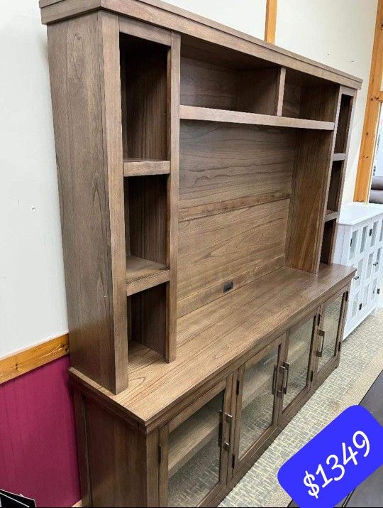 BOARDERNEST BROWN 85" TV STAND WITH HUTCH 