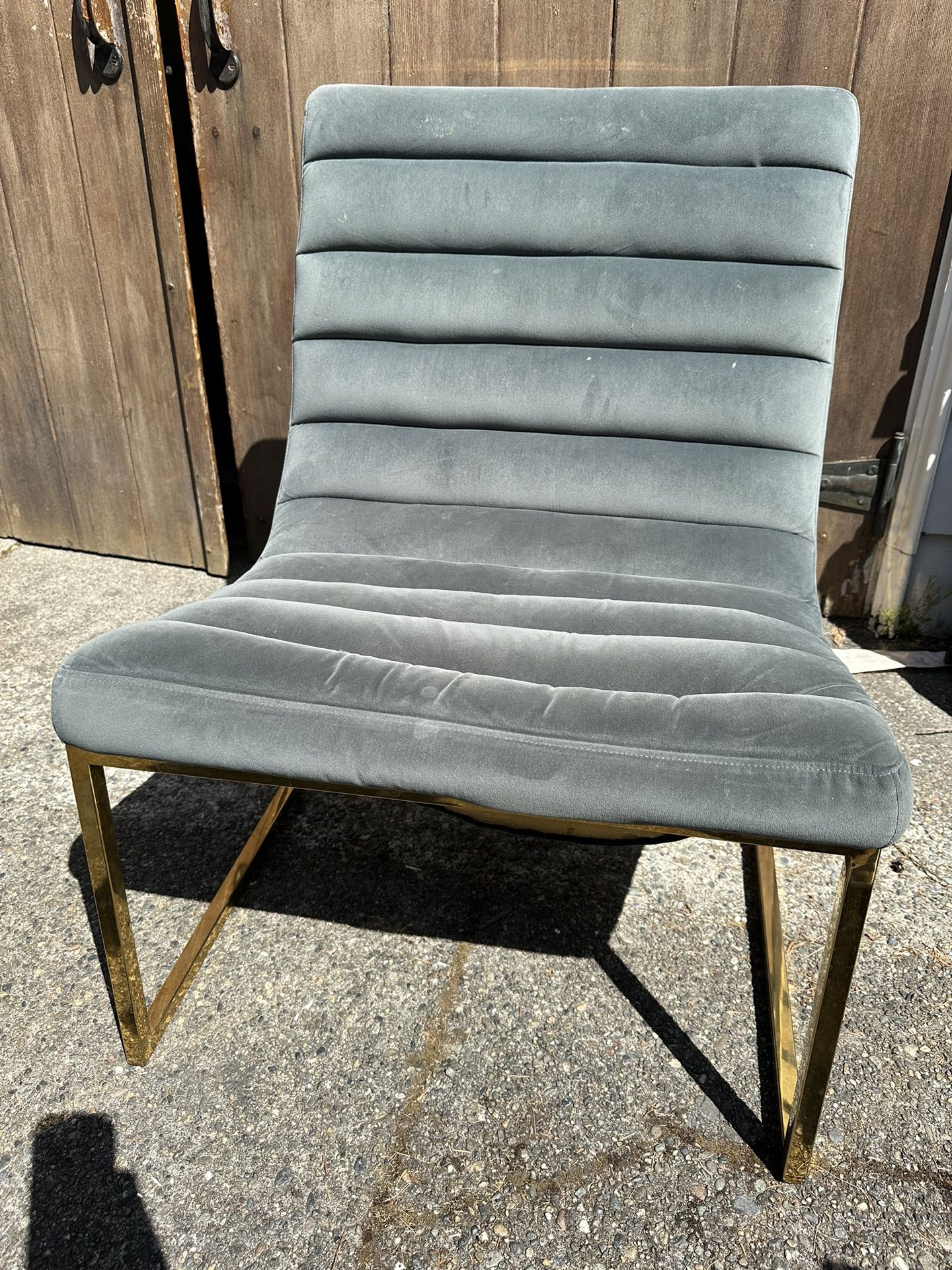 Teal And Gold Suede Accent Chair