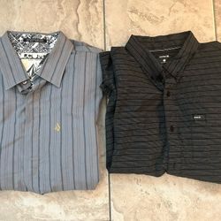 Medium Short Sleeve Button Up Shirts Black & Grey