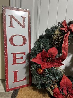 1 Available-- "NOEL" 25" Tall Christmas Home Decor Metal Hanging Art 