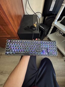 Royal Kludge RK S108 Retro Mechanical Gaming Keyboard RGB Typewriter Style