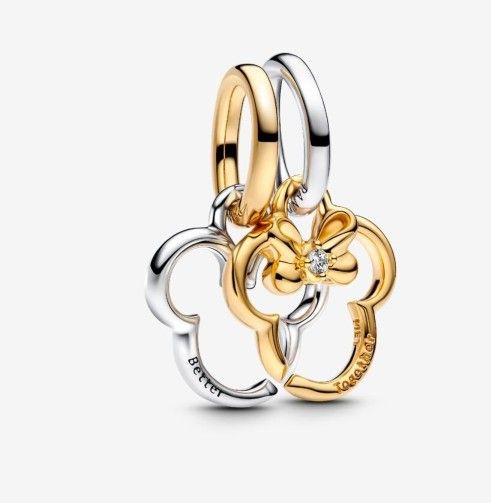 Disney Mickey Mouse & Minnie Mouse Splittable Dangle Charm Sterling silver, 14k