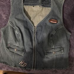 Harley Davidson Jean Vest & HD Shirt Size 1W