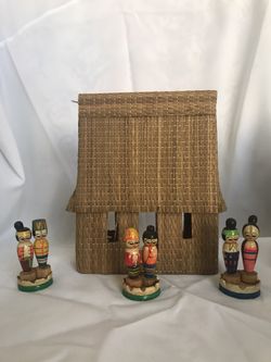Thailand house with woden dolls set souvenir