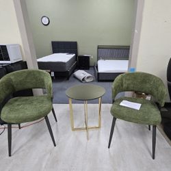 BRAND NEW 
Modern Curved Backrest Dining Chairs Set of 2  Upholstered Chairs,Olive Green
