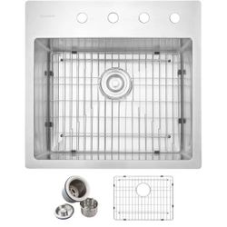 Glacier Bay Professional Tight Radius 23 in. Drop-In Single Bowl 16 Gauge Stainless Steel Kitchen Sink with Accessories