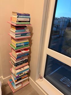Pink Vertical Bookshelf / Modern Book Tower – Excellent Condition