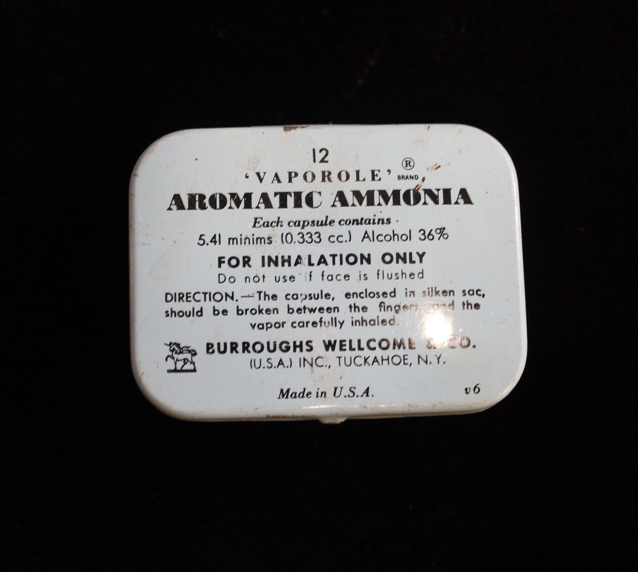 Vaporole Aromatic Ammonia Empty Vintage Container