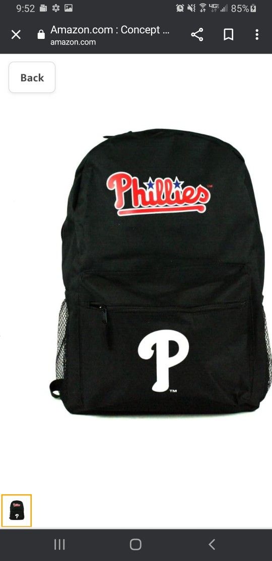Concept One MLB Philadelphia Phillies Sprint Backpack, 18-Inch, Black
