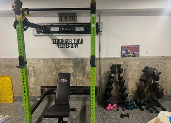 Bench Plates and Bar 300 pounds with flood stand