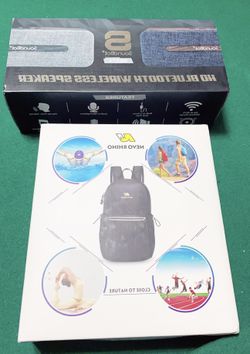 HURRY CHEAP!!brand new/8” wireless bluetooth speaker+storage pocket foldable backpack