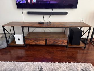 Rustic Wood & Metal TV Stand w/ Drawers