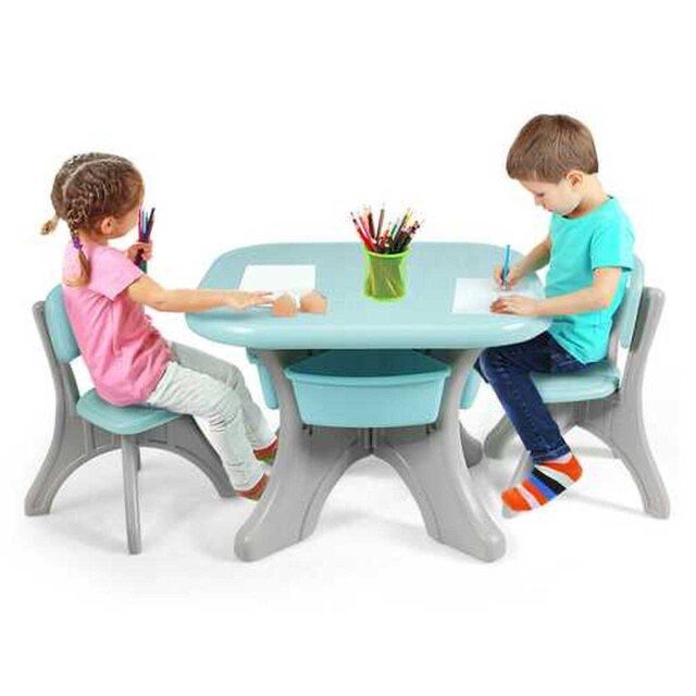 Children Kids Activity Table & Chair Set Play Furniture W/Storage Outdoor/Home