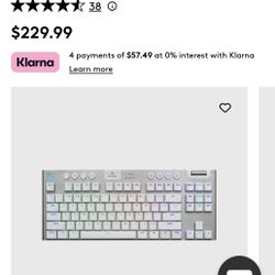 Logitech - G915 LIGHTSPEED TKL Wireless Mechanical GL Tactile Switch Gaming Keyboard with RGB Backlighting - White