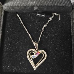 Akay jewelers Sterling Silver necklace multicolored stone heart