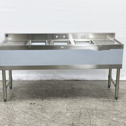 BS3T101410-13LR 60 inches 3 Compartment Bar Sink with Faucet

