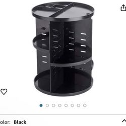 Rotating Makeup Organiser, Cosmetic Organisers 360 Rotating Make Up Storage Adjustable Display Stand for Dresser,Bedroom,Bathroom,Black