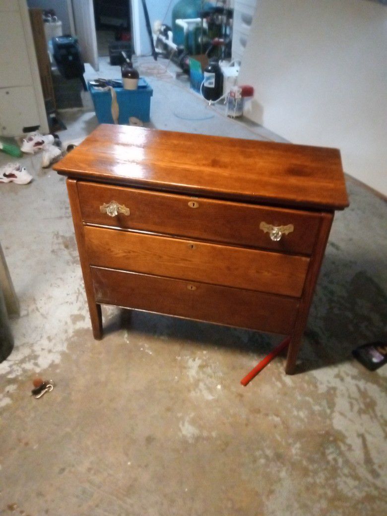 Vintage Oak Three Drawer Dresser