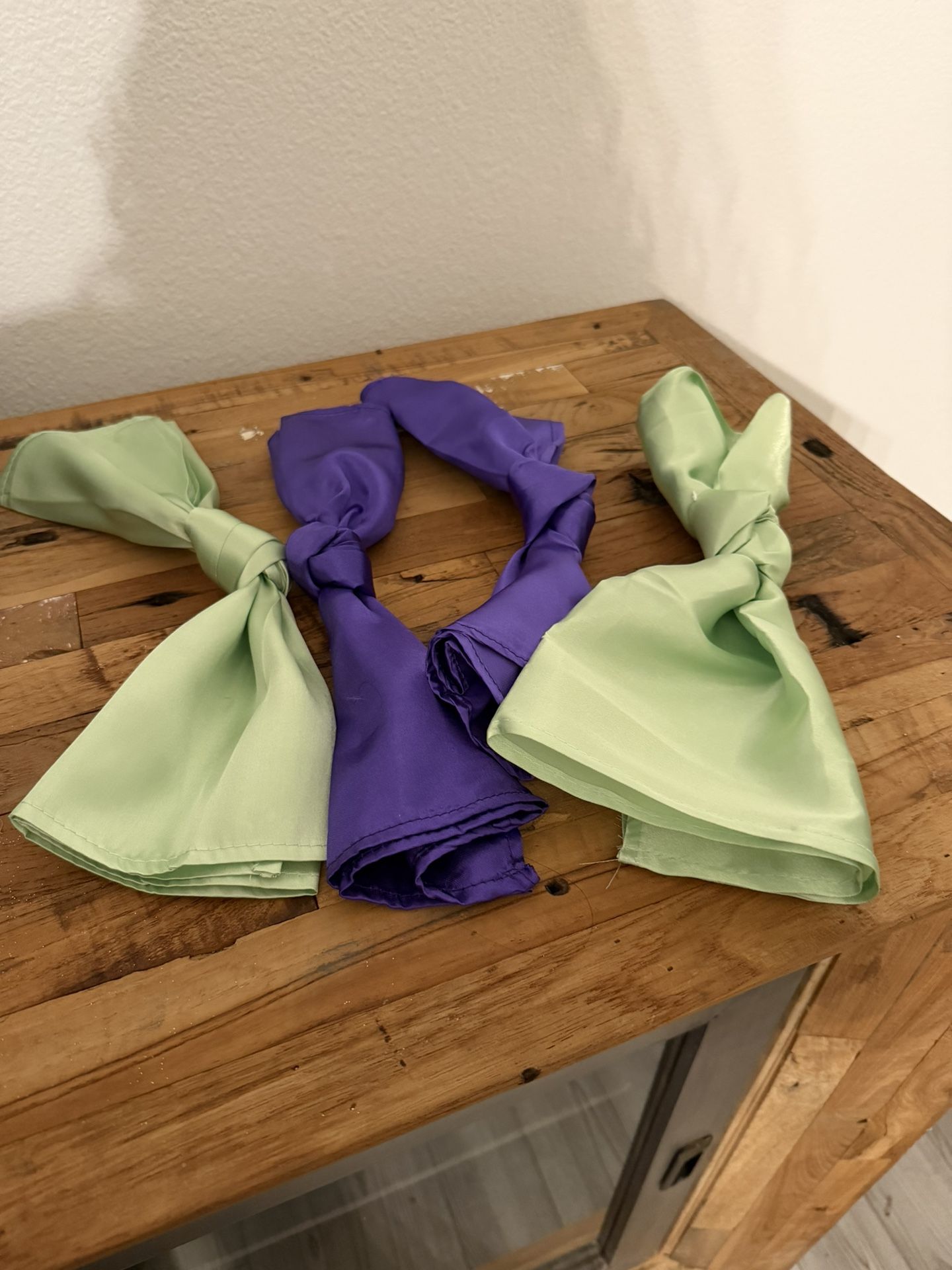 Set Of Purple & Green Silk Napkins Great For Baby Shower/Party