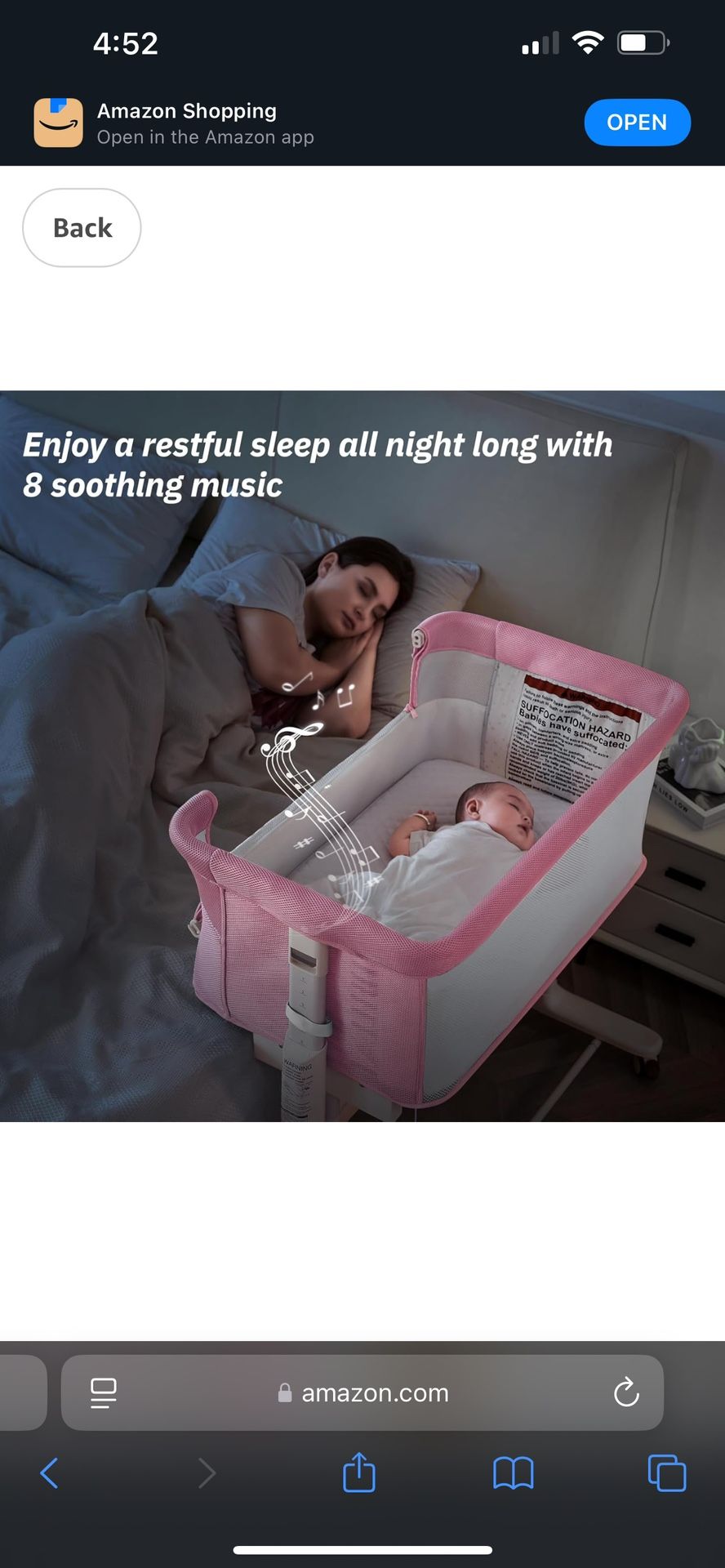 Rocking Bassinet for Baby Automatic Bedside Bassinet Pink Electric Baby Cradle 5 Heights Adjustable Bedside Sleeper for Infant Smart Auto Rocking Crib