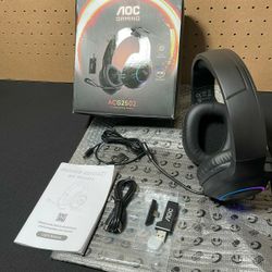 New AOC Wireless Gaming Headset for PS5, PS4, Nintendo Switch, PC- Black, Bluetooth 5.4 & 2.4GHz Gaming Headphones W/ Noise Canceling Mic, RGB, Type-C