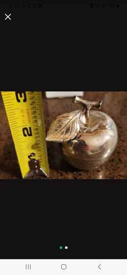 Small Silver-Tone Metal Apple Figurine