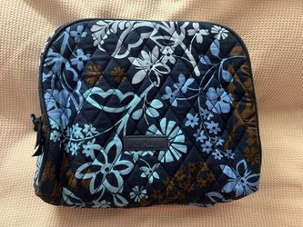 Vera Bradley Large Quilted Cosmetic case Java Navy Camo Travel make up storage 