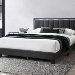 Queen Grey Led Bed With Ortho Mattress Included 