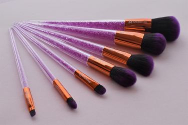 Purple glitter makeup brush set 7pcs