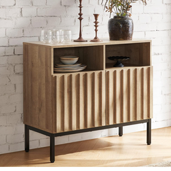 mopio Norwin Storage Cabinet, Sturdy Modern Rustic Industrial Buffet Sideboard, Fluted Accent Storage Cabinets, Credenza, Oak Wood TV Stand, Entertain