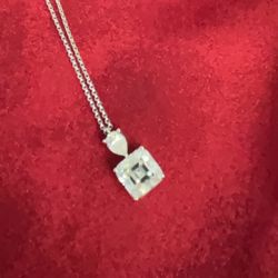 Two Stones Moissanite Sterling Silver Necklace