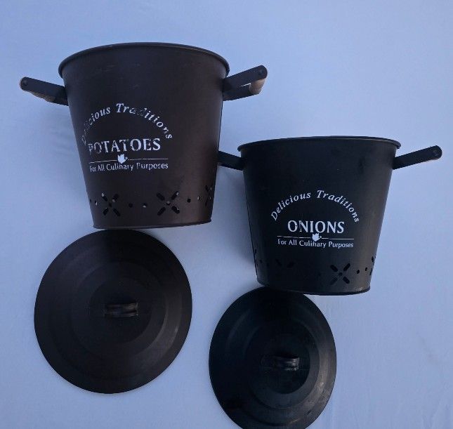 Potatoes Storage Pot & Onion Storage Pot With Lids