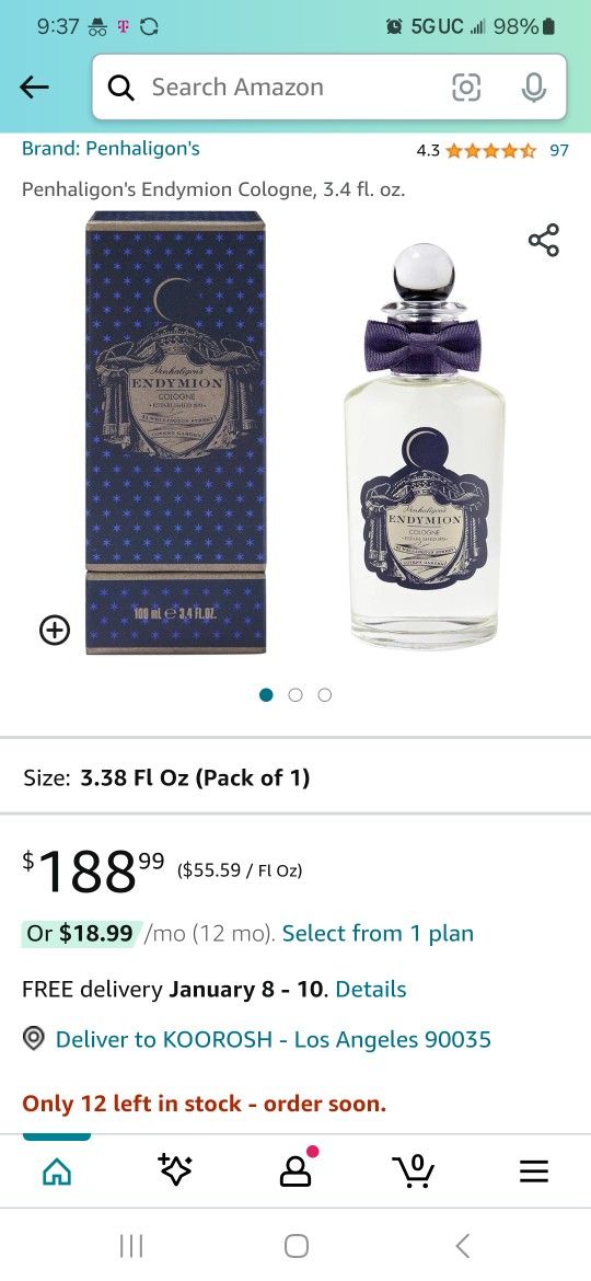 Cologne Spray Endymion Cologne 100ml Penhaligon's Endymion Cologne