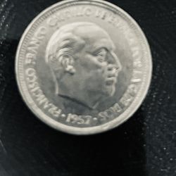 1957 5 Ptas Coin Error. 