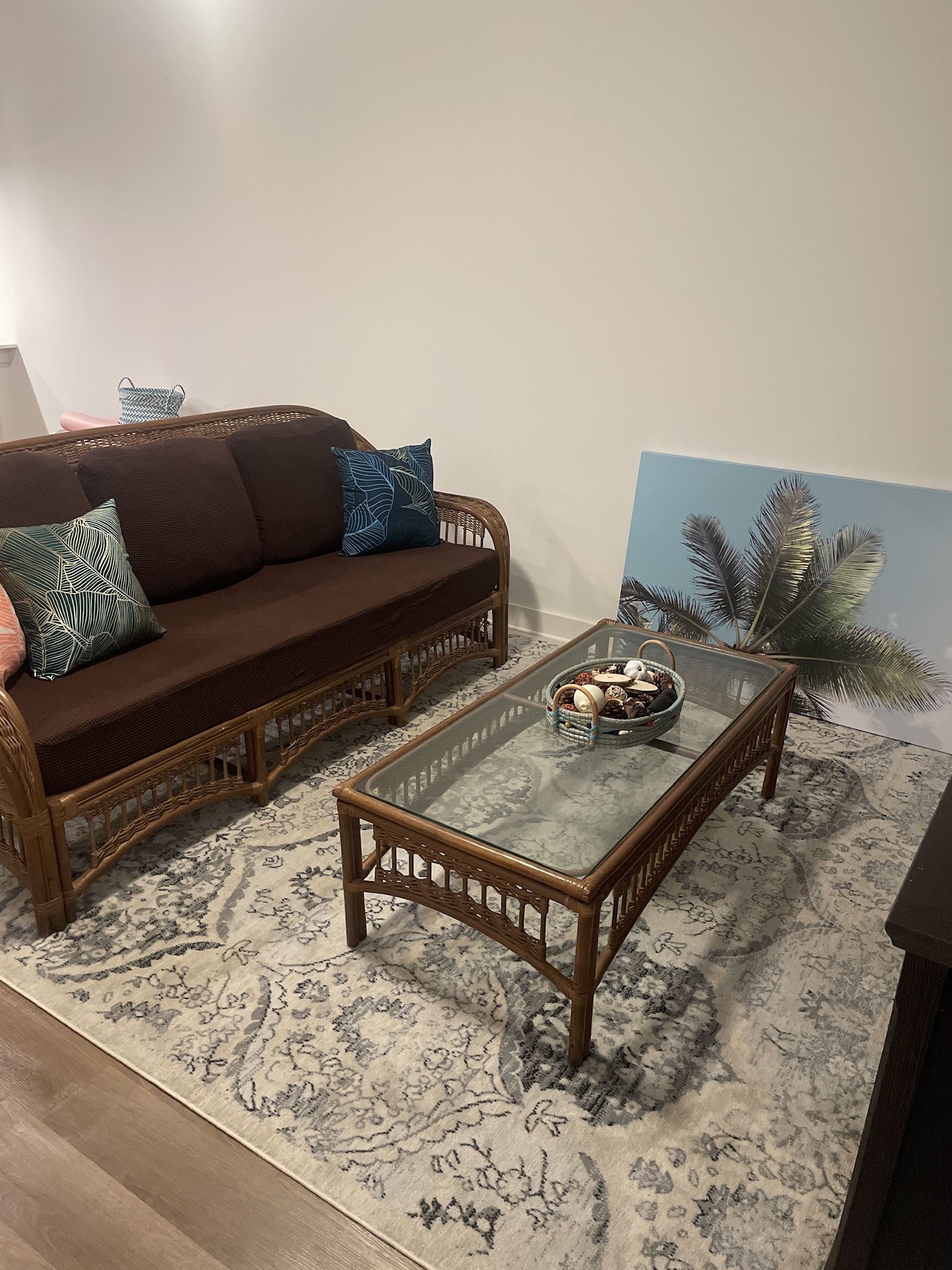 Wicker Couch And Table Set