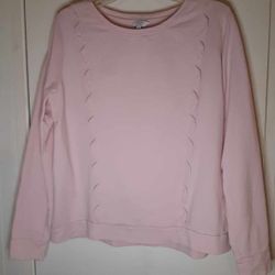 Crown & Ivy Pink Scalloped Sweatshirt Large