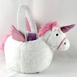 Unicorn Plush Halloween Easter Basket Candy Bucket Trick or Treat