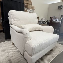 Comfy Accent Chair, Mid-Century Modern Fabric Living Room Chair Reading Chair with Soft Cushion, Nailhead Trim & Rolled Armrest, Arm Chair Sofa Chairs