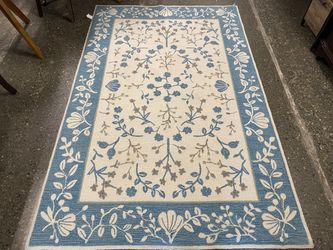 RIFLE PAPO CO Chinese White & Blue Floral 5×8 Area Rug