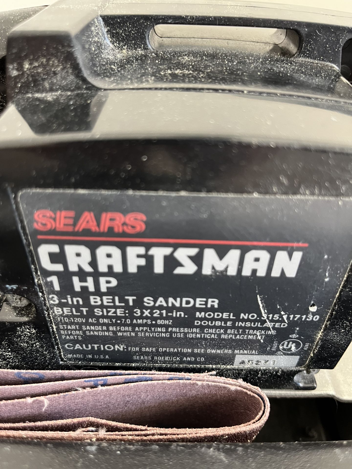 Craftsman 1 HP  3 Inch x 21 Inch Belt Sander  Electric 