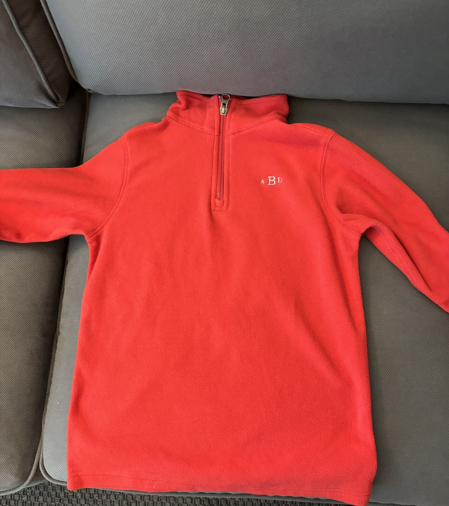 Lands End Girls Red 1/4 Zip Up Fleece Sweater - Size Small (8) Excellent Condition 