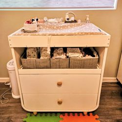 Changing Table with Drawers, White