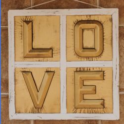 Gold  framed metal LOVE art for your Wedding or Bridal Shower