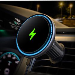 UPTOHIGH Magsafe Car Mount Charger, 15W Fast Charging LED Magnetic Wireless Car Charger, Air Vent Phone Holders for Your Car Magsafe Car Phone Holder 