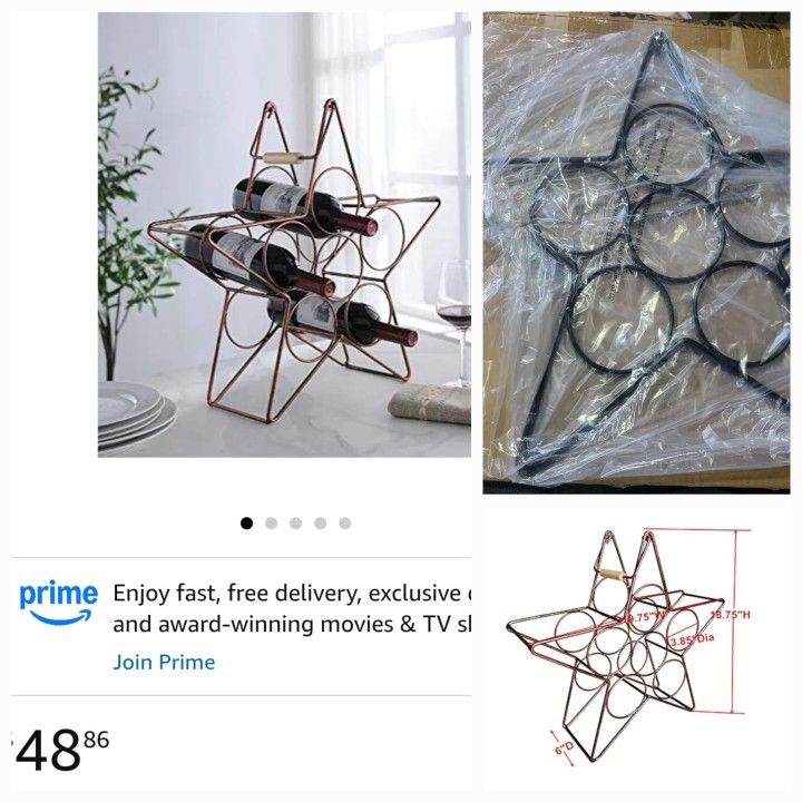 NEW Modern Design Countertop Tabletop Wine Rack Wine Holder - 6 Bottle Holder for Wine Storage, Black 
Similar