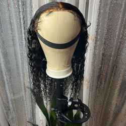 22”-24” Brazilian curl Human Hair Lace Front 